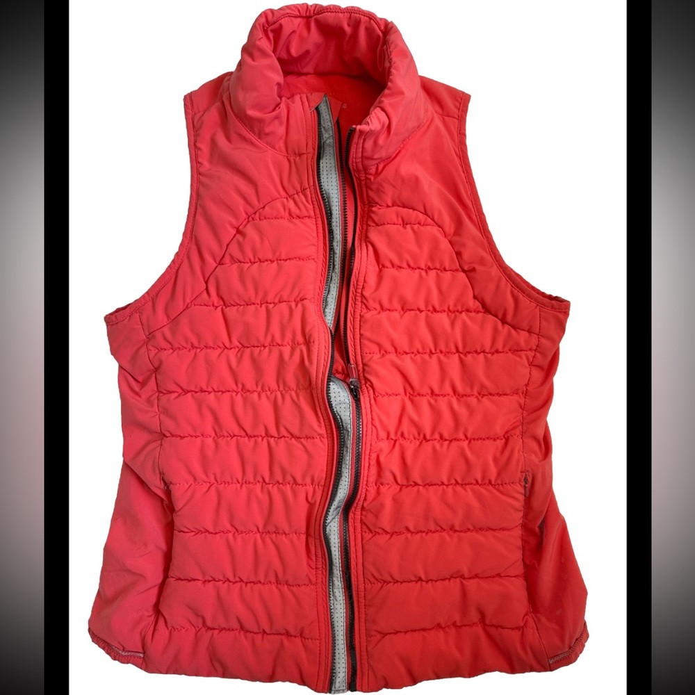 TANGERINE VEST ~ Zip Salmon Puff Duck Down Lightweight Stretch Panels Size M